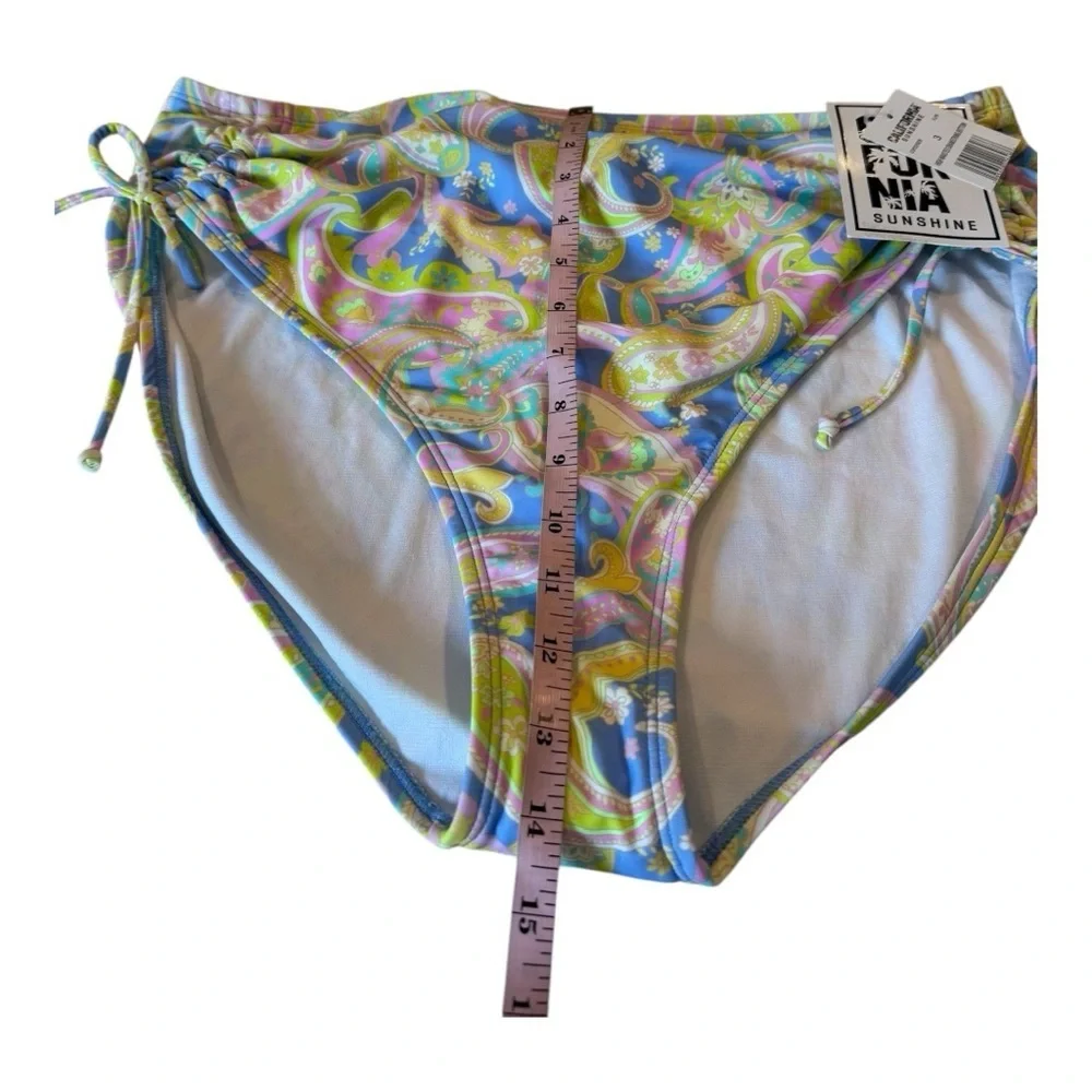 California High Waist Drawstring Full Bottom Pastel Paisley Swim Separate